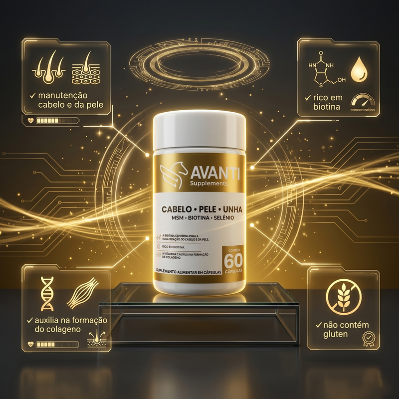 Suplemento Vitamínico Cabelo Pele e Unha 60 Cápsulas - Avanti Supplements