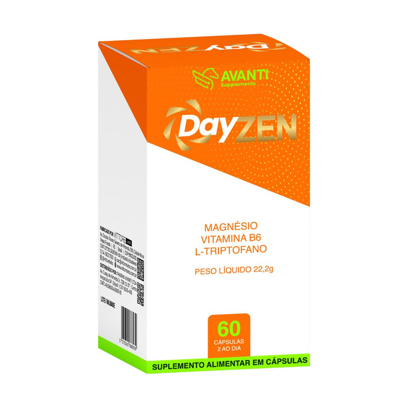 DayZen Calmante - Ltriptofano 25mg + Magnésio 65mg + Vitamina B6 1,3mg 60 Cápsulas - Avanti Supplements