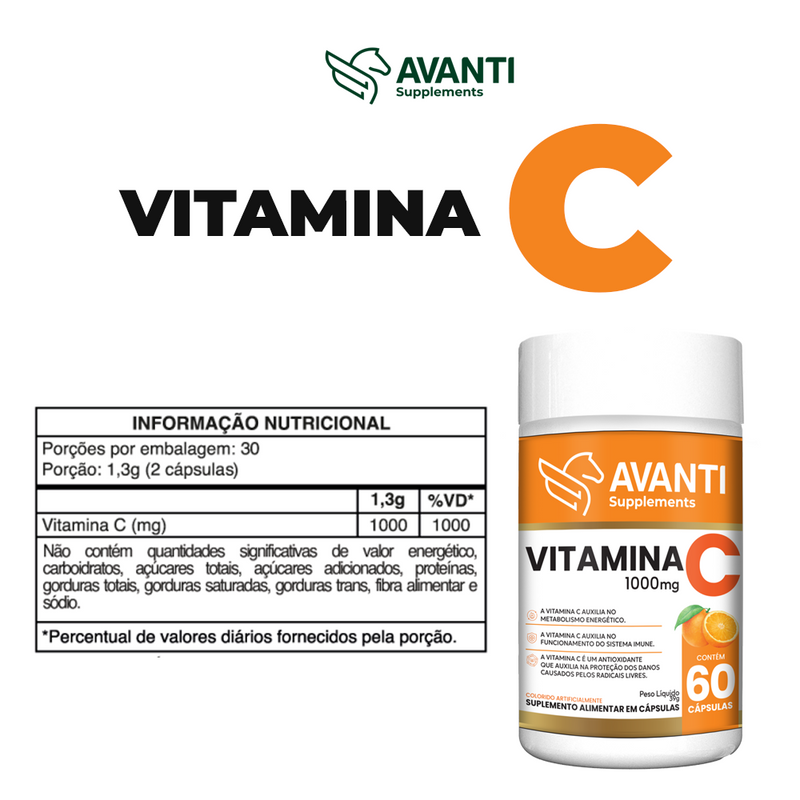 Vitamina C 1000mg 60 cápsulas - Avanti Supplements